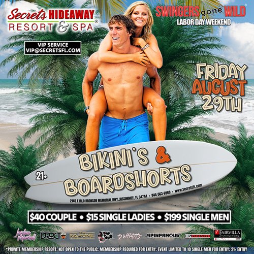 Friday Pool Party AND Bikini's & Boardshorts @ Secrets