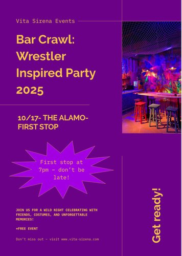 Wrestler Inspired Bar Crawl- FREE